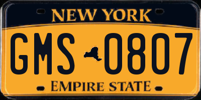 NY license plate GMS0807