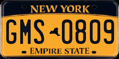 NY license plate GMS0809
