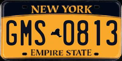 NY license plate GMS0813