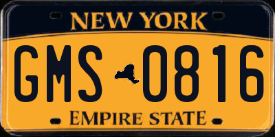 NY license plate GMS0816