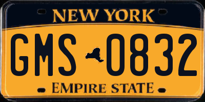 NY license plate GMS0832