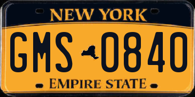 NY license plate GMS0840
