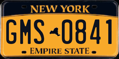NY license plate GMS0841
