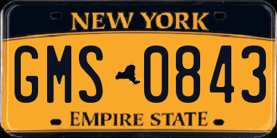 NY license plate GMS0843