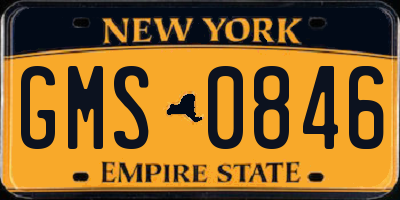 NY license plate GMS0846