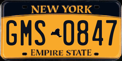 NY license plate GMS0847