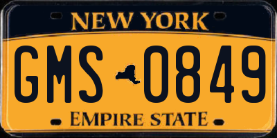 NY license plate GMS0849