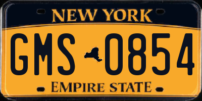 NY license plate GMS0854