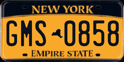 NY license plate GMS0858
