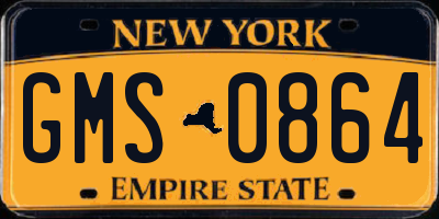 NY license plate GMS0864