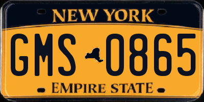 NY license plate GMS0865