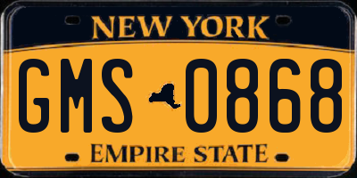 NY license plate GMS0868