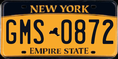 NY license plate GMS0872
