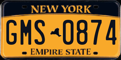 NY license plate GMS0874