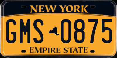 NY license plate GMS0875