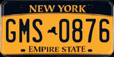 NY license plate GMS0876