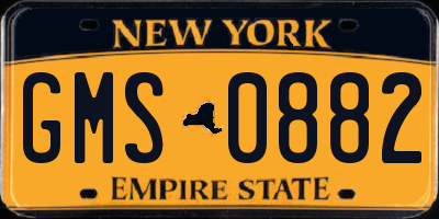 NY license plate GMS0882