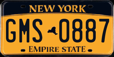 NY license plate GMS0887
