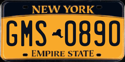 NY license plate GMS0890