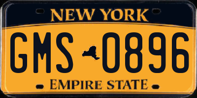 NY license plate GMS0896