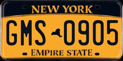 NY license plate GMS0905