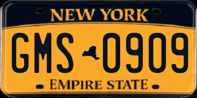 NY license plate GMS0909