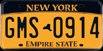 NY license plate GMS0914