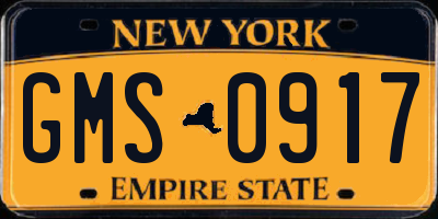NY license plate GMS0917