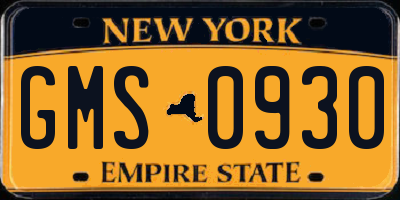 NY license plate GMS0930