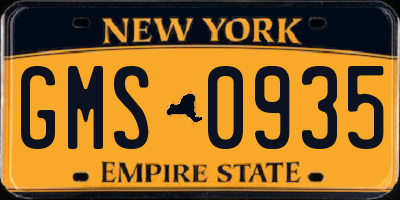 NY license plate GMS0935
