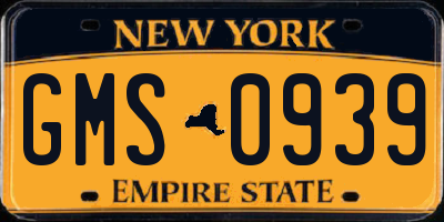 NY license plate GMS0939
