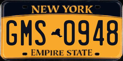 NY license plate GMS0948