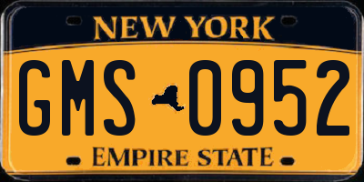 NY license plate GMS0952