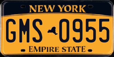 NY license plate GMS0955