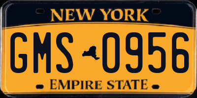 NY license plate GMS0956