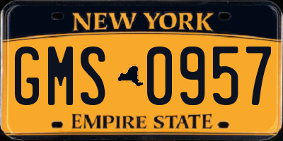 NY license plate GMS0957