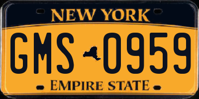 NY license plate GMS0959