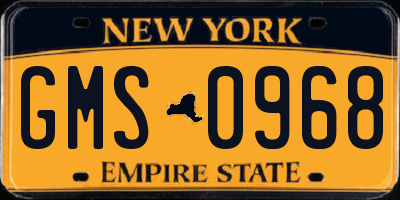 NY license plate GMS0968