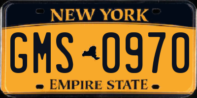 NY license plate GMS0970