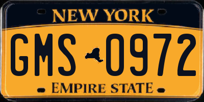 NY license plate GMS0972