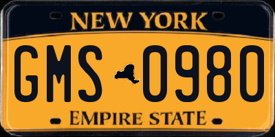 NY license plate GMS0980