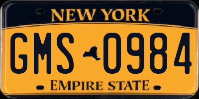 NY license plate GMS0984