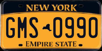 NY license plate GMS0990