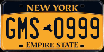 NY license plate GMS0999