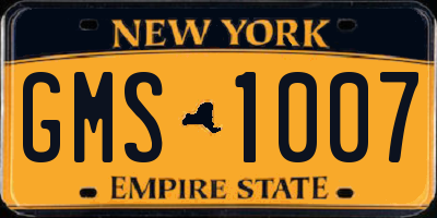 NY license plate GMS1007