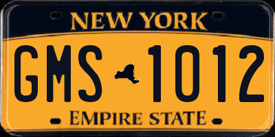 NY license plate GMS1012