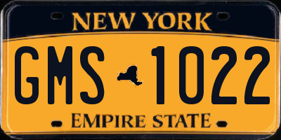 NY license plate GMS1022