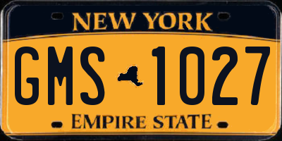 NY license plate GMS1027