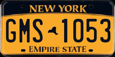 NY license plate GMS1053