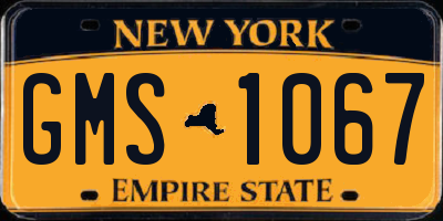 NY license plate GMS1067